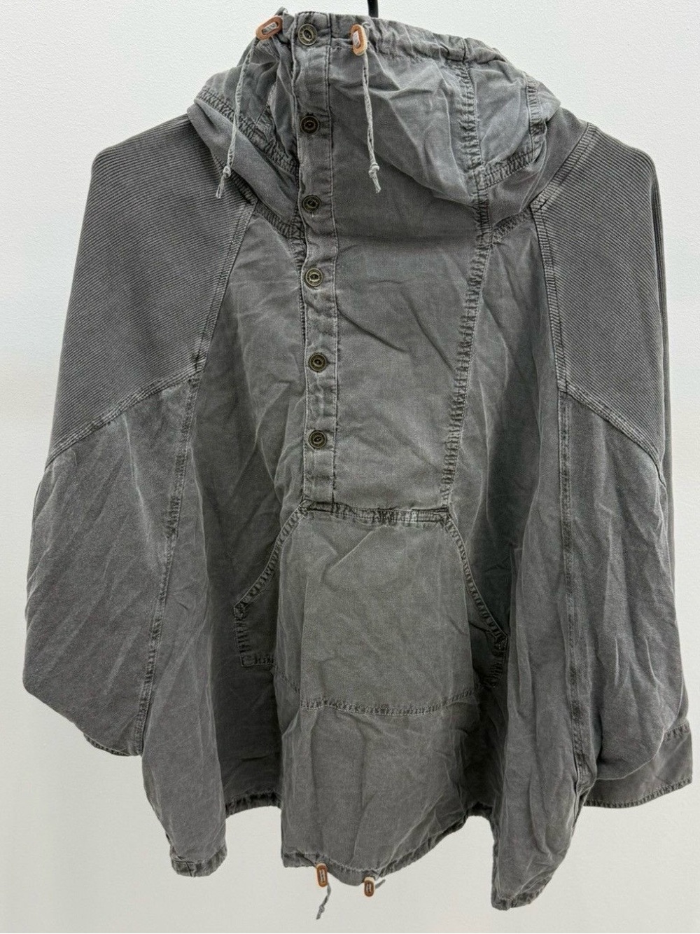 DIesel Y2K Washed Gray Hooded Pullover Jacket/poncho. Size small